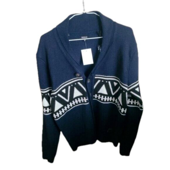 Buffalo David Bitton Cozy Grandpa Men's Button Up Cardigan Sweater Blue Medium - Picture 10 of 15